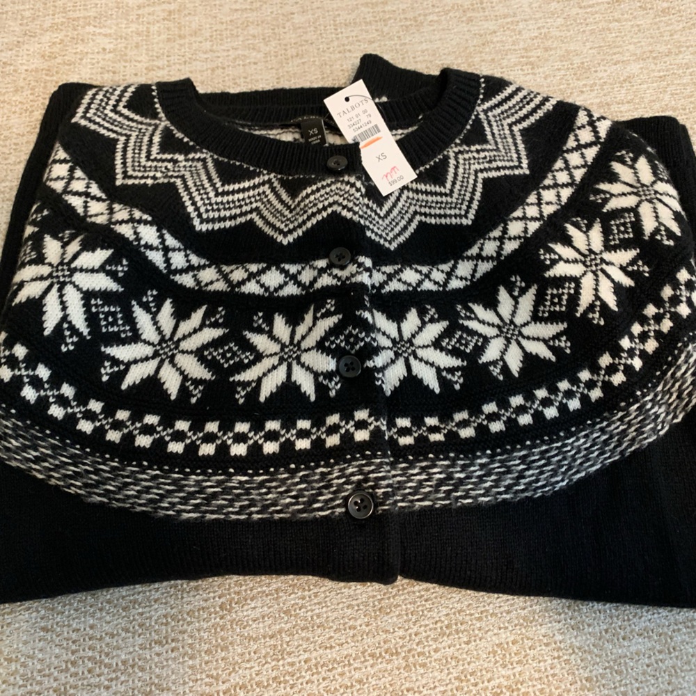 Talbots Black and White Patterned Sweater
